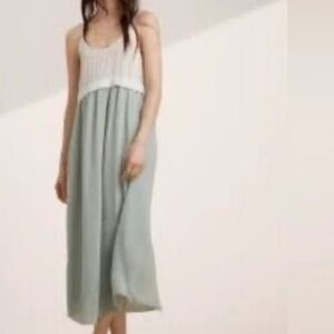 Wilfred XXS slightly oversized SILK GUV Maxi Dress in mint and cream